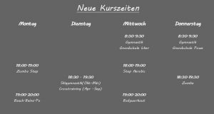 Frauke neue Kurszeiten